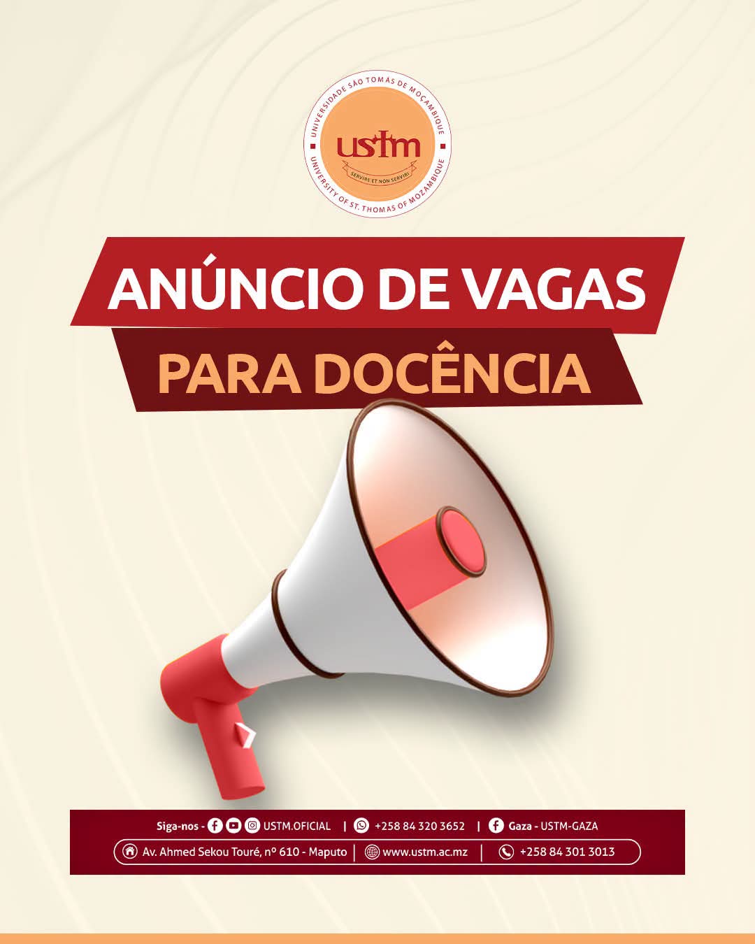 Vaga – Docentes na Universidade São Tomas de Moçambique