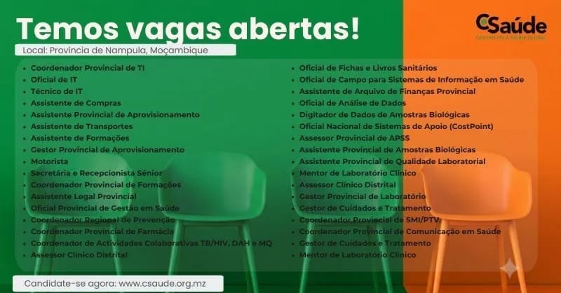Diversas vagas abertas na CSaúde