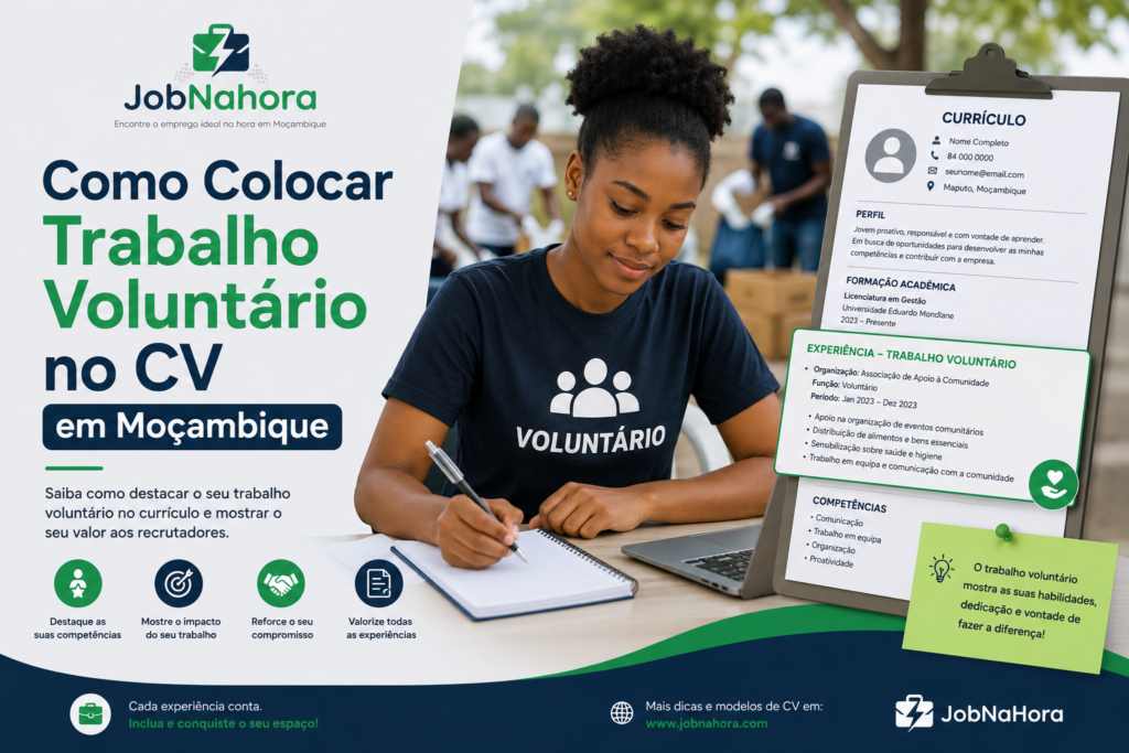 Como colocar trabalho volunt&aacute;rio no CV em Mo&ccedil;ambique
