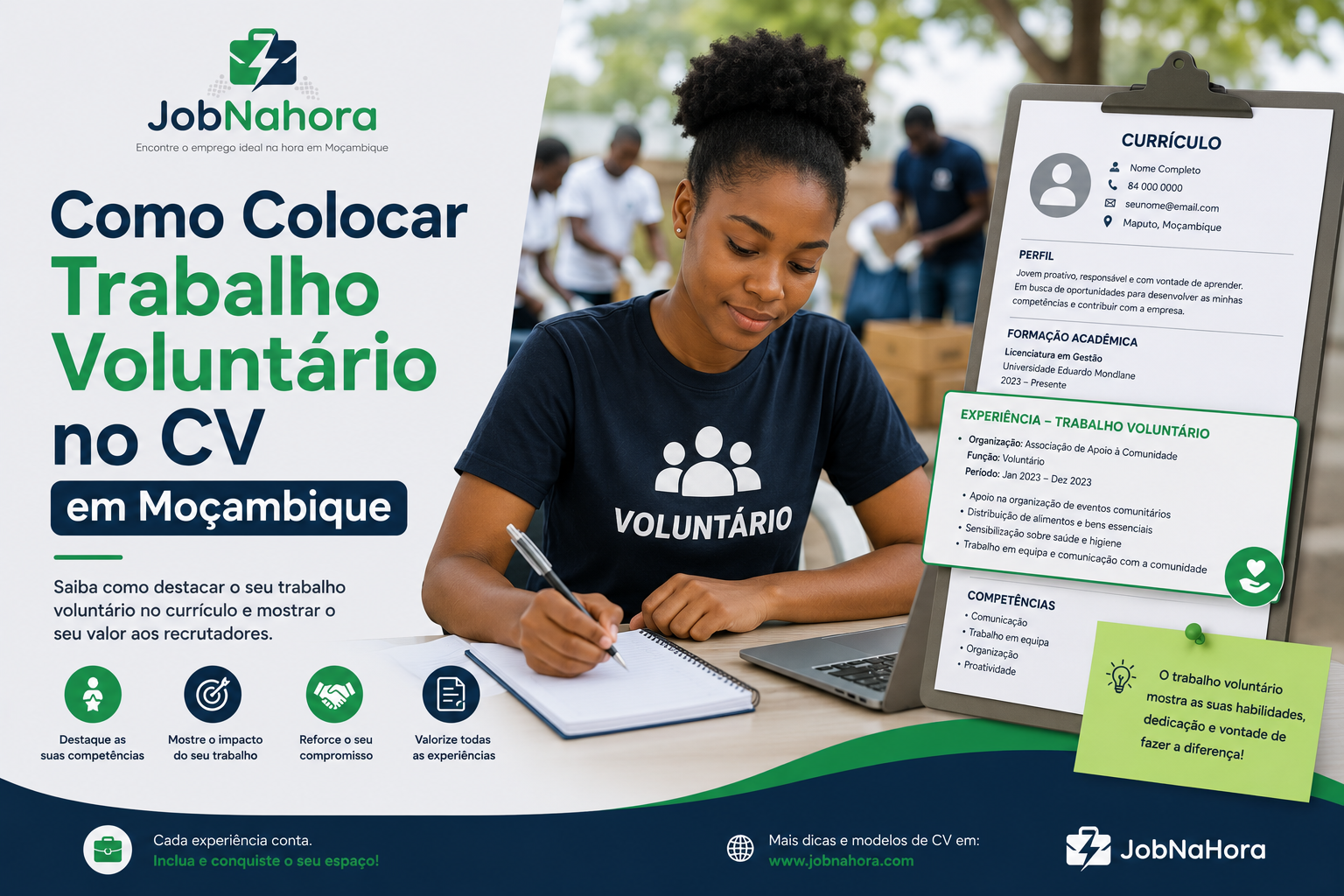 Como Colocar Trabalho Voluntário no CV em Moçambique