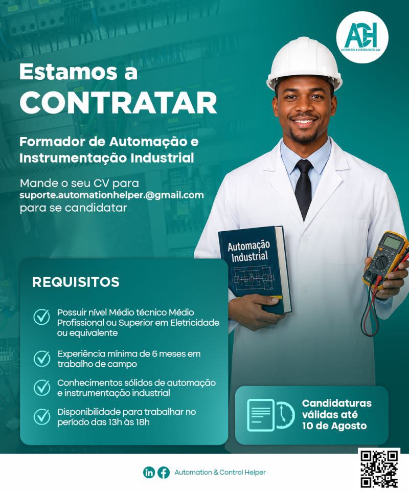 Vaga – Formador de Automação e Instrumentação Industrial – Automation & Control Helper, Lda