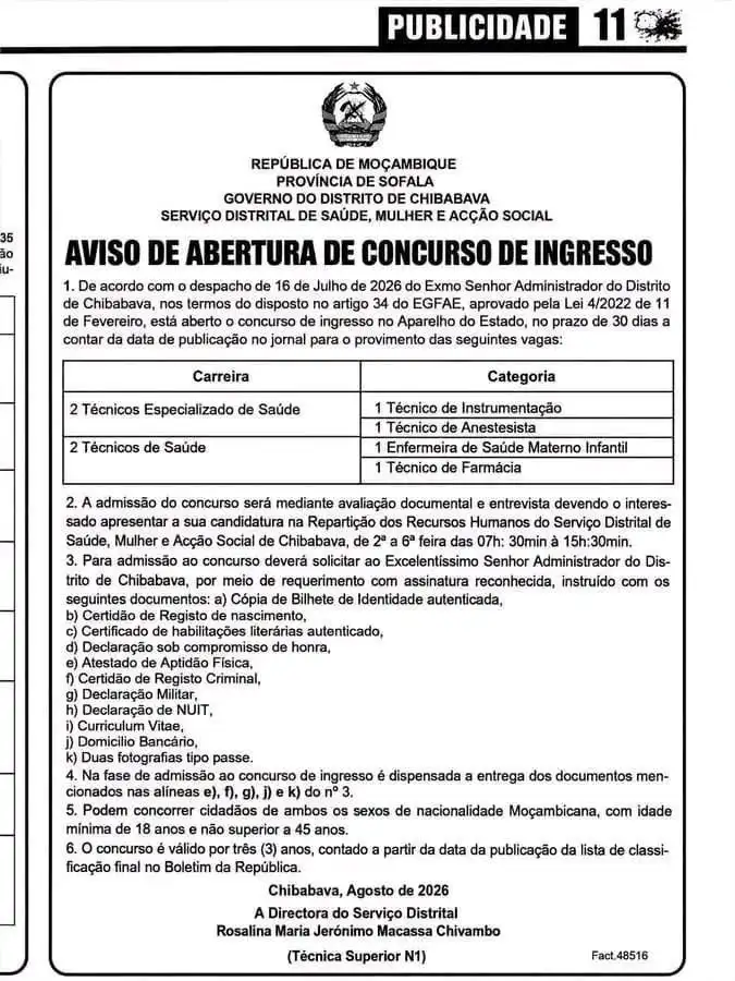 Vagas – (04) Técnicos de Saúde | Concuros Público